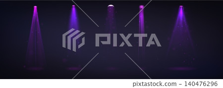 Realistic set of purple spotlight beams Realistic set of purple spotlight beams 140476296