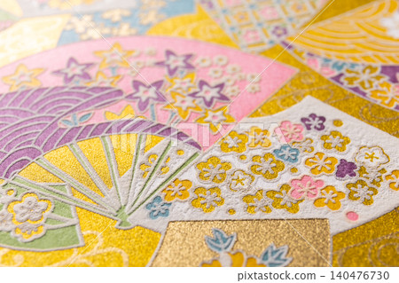 Yuzen Chiyogami (decorative paper): Emphasis on paper texture. 140476730