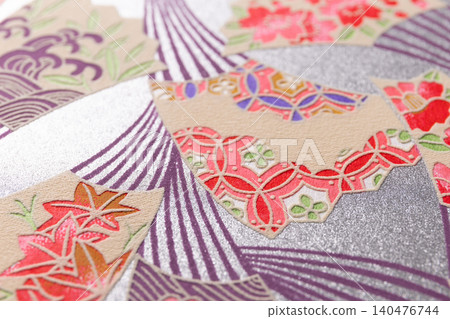 Yuzen Chiyogami (decorative paper): Emphasis on paper texture. Yuzen Chiyogami (decorative paper): Emphasis on paper texture. 140476744