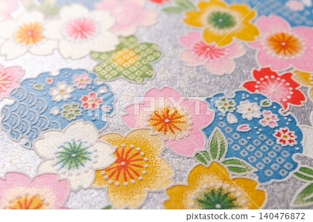 Yuzen Chiyogami (decorative paper): Emphasis on paper texture. Yuzen Chiyogami (decorative paper): Emphasis on paper texture. 140476872