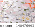 Yuzen Chiyogami (decorative paper): Emphasis on paper texture. 140476993