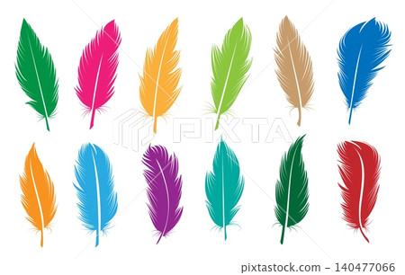 Colorful bird feather icons Colorful bird feather icons 140477066