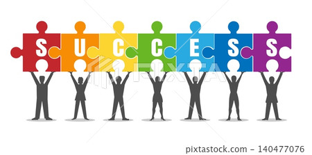Business people hold connected puzzle 140477076
