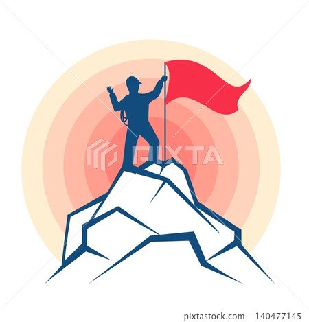 Mountain climber with a flag Mountain climber with a flag 140477145