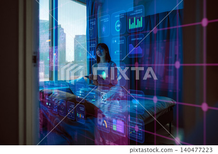 有片劑的少婦 140477223