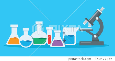 Science Laboratory Equipment with Colorful Chemical Flasks Science Laboratory Equipment with Colorful Chemical Flasks 140477256
