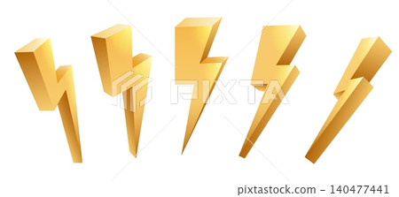 3d golden thunderbolt 3d golden thunderbolt 140477441
