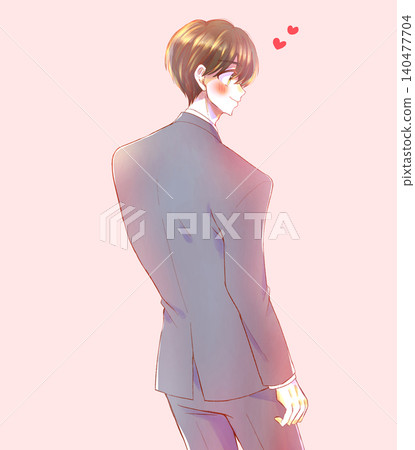 Male, office worker, back view, smiling, love Male, office worker, back view, smiling, love 140477704