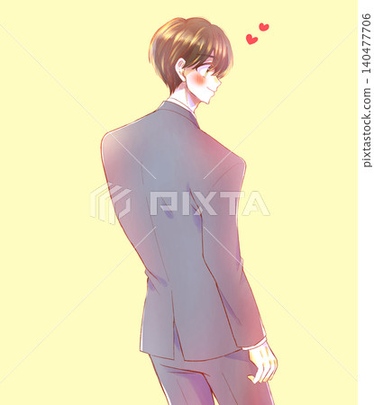 Male, office worker, back view, smiling, love 140477706