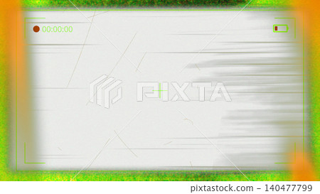 Camera viewfinder interface overlay with bright green and orange thermal glitch effect on transparent background, retro surveillance concept Camera viewfinder interface overlay with bright green and orange thermal glitch effect on transparent background, retro surveillance concept 140477799