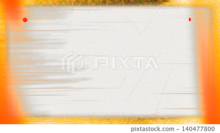 Camera viewfinder interface overlay with warm orange glitch effect and glowing edges on transparent background, retro vhs recording concept Camera viewfinder interface overlay with warm orange glitch effect and glowing edges on transparent background, retro vhs recording concept 140477800