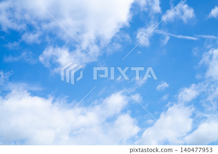 Blue sky and white cirrocumulus clouds texture background. Blue sky on sunny day. Summer sky. Cloud formation. Fluffy clouds. Nice weather in summer season. Weather pattern. Atmospheric phenomenon. Blue sky and white cirrocumulus clouds texture background. Blue sky on sunny day. Summer sky. Cloud formation. Fluffy clouds. Nice weather in summer season. Weather pattern. Atmospheric phenomenon. 140477953