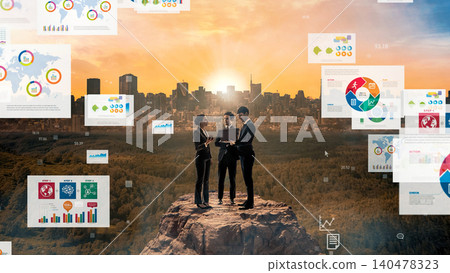 Business people and business strategies at the summit 140478323