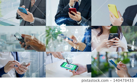 人們在各種情況下使用智慧型手機和通訊網絡 人們在各種情況下使用智慧型手機和通訊網絡 140478433