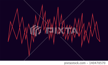 Vector music sound waves. Audio digital equalizer technology, console panel, musical pulse. Dark background Vector music sound waves. Audio digital equalizer technology, console panel, musical pulse. Dark background 140478570