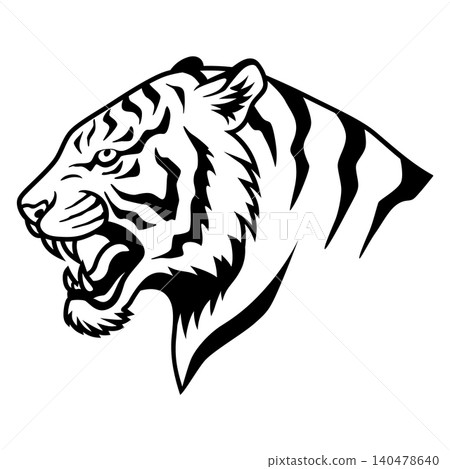 Tiger head icon in black and white. Tiger head design Tiger head icon in black and white. Tiger head design 140478640