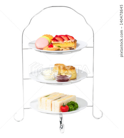 Strawberry tart afternoon tea stand Strawberry tart afternoon tea stand 140478645