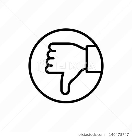 Thumbs down, dislike, rejection thin line icon. Hand gesture. Negative feedback. Pixel perfect, editable stroke. Vector illustration. Thumbs down, dislike, rejection thin line icon. Hand gesture. Negative feedback. Pixel perfect, editable stroke. Vector illustration. 140478747
