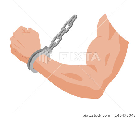 Muscular arm breaking chain cuff closeup of shattered metal links motion captured midbreak sunlight highlighting muscle triumphant mood escapee reclaiming freedom dynamic energy Muscular arm breaking chain cuff closeup of shattered metal links motion captured midbreak sunlight highlighting muscle triumphant mood escapee reclaiming freedom dynamic energy 140479043