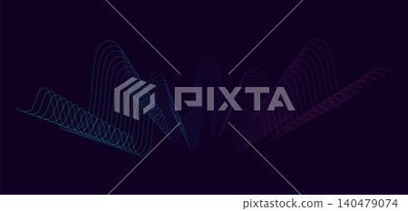 Vector music sound waves. Audio digital equalizer technology, console panel, musical pulse. Dark background 140479074