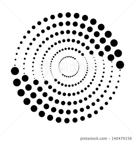 Halftone dotted speed lines circle. Geometric art in circle form. Round swirl movement symbol. Halftone circular dotted frame. Vector design element Halftone dotted speed lines circle. Geometric art in circle form. Round swirl movement symbol. Halftone circular dotted frame. Vector design element 140479156