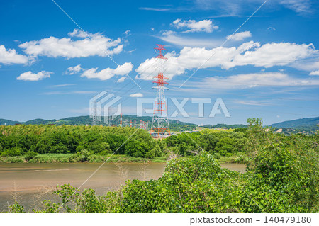 京都府京田邊市城陽市木津川風景 京都府京田邊市城陽市木津川風景 140479180