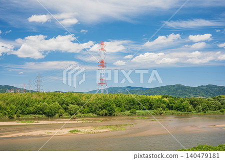 Kizugawa River scenery, Kyotanabe City, Kyoto Prefecture, Joyo City Kizugawa River scenery, Kyotanabe City, Kyoto Prefecture, Joyo City 140479181