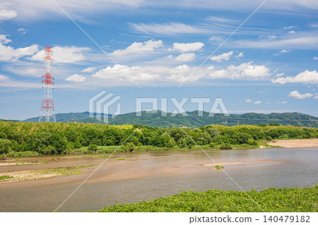 Kizugawa River scenery, Kyotanabe City, Kyoto Prefecture, Joyo City 140479182