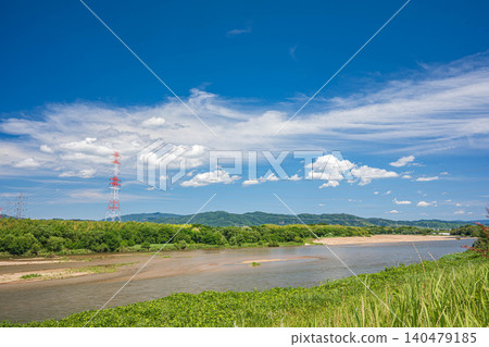 Kizugawa River scenery, Kyotanabe City, Kyoto Prefecture, Joyo City Kizugawa River scenery, Kyotanabe City, Kyoto Prefecture, Joyo City 140479185