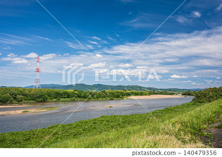 Kizugawa River scenery, Kyotanabe City, Kyoto Prefecture, Joyo City 140479356