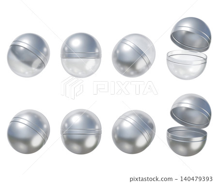 Silver Metallic Gacha Capsules 3D Illustration Set for Game and Reward Concept Silver Metallic Gacha Capsules 3D Illustration Set for Game and Reward Concept 140479393