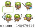 Cute Green Kiwi Character Pose Set - Appeal 140479414