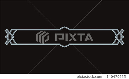 Frame medieval game ui. Empty rectangle frame in old style, interface element. Metallic banner or decorative border. Vector cartoon of blank rectangle button 140479635
