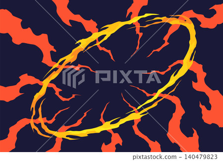 Comic book flame background. Cartoon explosion element. Boom cloud and flame, smoke and explode. Boom effect, vector element for game design 140479823