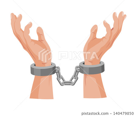 Two wrists bound in handcuffs closeup of clenched fists metal chain taut between cuffs urban protest tone activist detained expression of struggle and solidarity against oppression Two wrists bound in handcuffs closeup of clenched fists metal chain taut between cuffs urban protest tone activist detained expression of struggle and solidarity against oppression 140479850