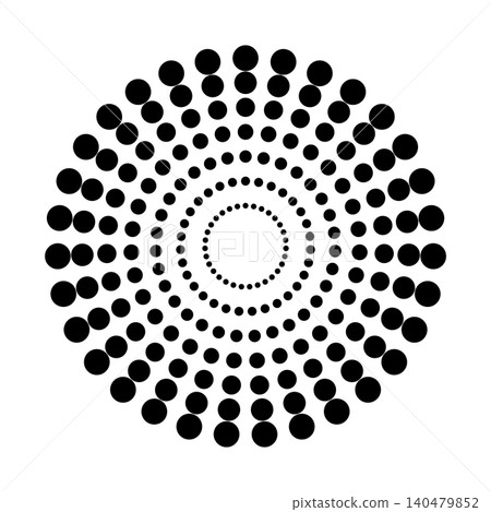 Halftone dotted speed lines circle. Geometric art in circle form. Round swirl movement symbol. Halftone circular dotted frame. Vector design element Halftone dotted speed lines circle. Geometric art in circle form. Round swirl movement symbol. Halftone circular dotted frame. Vector design element 140479852