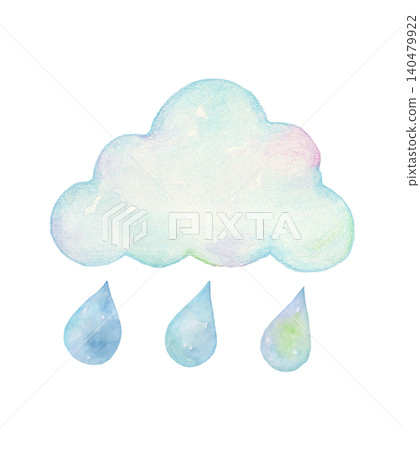 Watercolor illustration of rain clouds and raindrops Watercolor illustration of rain clouds and raindrops 140479922
