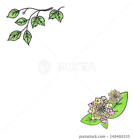 馬纓丹(七彩花)及葉片插圖素材 馬纓丹(七彩花)及葉片插圖素材 140480335