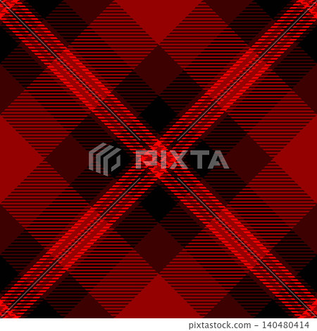 Herringbone textile check fabric, foot tartan texture seamless. Spanish plaid background pattern vector in red and dark colors. 140480414