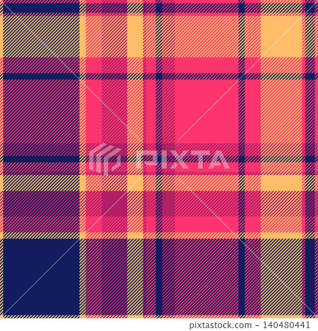 Thread background textile texture, oriental seamless plaid pattern. Relief fabric vector tartan check in red and blue colors. Thread background textile texture, oriental seamless plaid pattern. Relief fabric vector tartan check in red and blue colors. 140480441