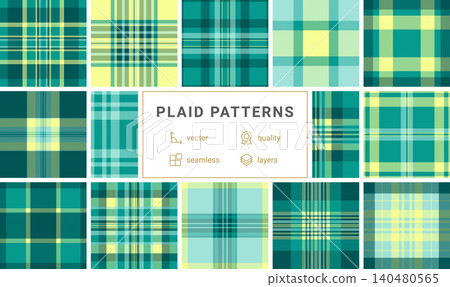 This vibrant teal and yellow plaid pattern features a seamless tartan weave. Perfect for modern textiles, fashion, and creative branding, this geometric design adds a fresh, bold style. This vibrant teal and yellow plaid pattern features a seamless tartan weave. Perfect for modern textiles, fashion, and creative branding, this geometric design adds a fresh, bold style. 140480565