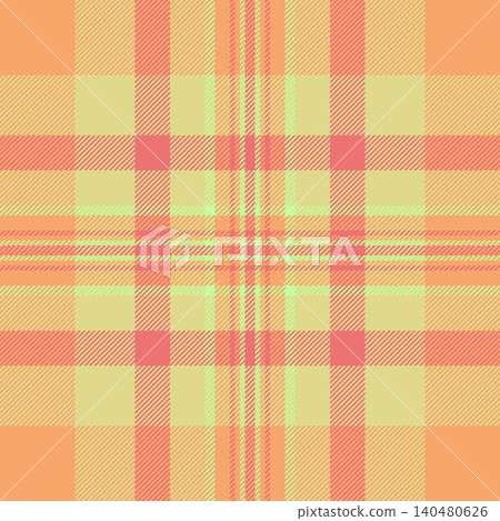 Countryside check texture background, creation vector pattern seamless. Deep plaid textile tartan fabric in orange and yellow colors. 140480626