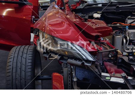 Detailed overview of automobile components accompanied by descriptive explanations of each part Detailed overview of automobile components accompanied by descriptive explanations of each part 140480706