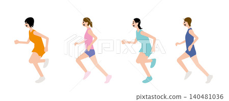馬拉鬆比賽中一名女子的向量插圖 馬拉鬆比賽中一名女子的向量插圖 140481036