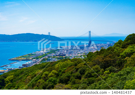 從神戶市須磨區須磨浦山地公園眺望明石海峽 從神戶市須磨區須磨浦山地公園眺望明石海峽 140481437