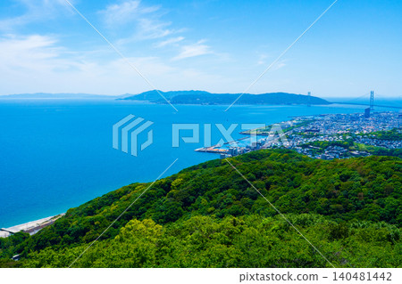 從神戶市須磨區須磨浦山地公園眺望明石海峽 從神戶市須磨區須磨浦山地公園眺望明石海峽 140481442