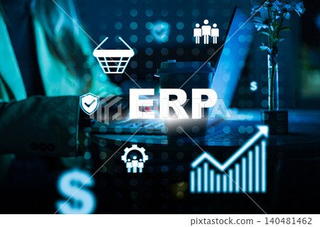 Understanding ERP systems in a modern workspace during the day 140481462