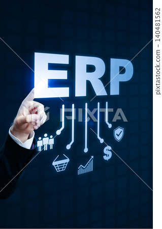 Touching the ERP display while presenting data related to business management activities 140481562