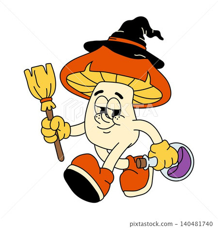 Vintage Halloween Mushroom Mascot Clipart Vintage Halloween Mushroom Mascot Clipart 140481740