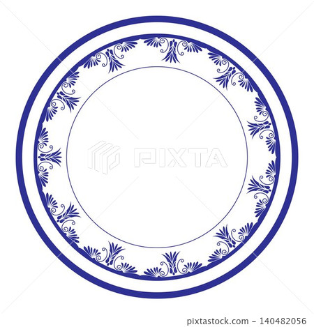 Round frame with floral pattern. Vector decorative round frame with floral pattern. Ceramic plate features traditional blue decoration. For round surfaces, household utensils, textile, embroidery EPS Round frame with floral pattern. Vector decorative round frame with floral pattern. Ceramic plate features traditional blue decoration. For round surfaces, household utensils, textile, embroidery EPS 140482056